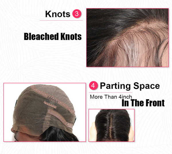 Brazilian Body Wave 360 Lace Frontal Wig with Bangs and Lightly Bleached Knots - Exotic Hair Shop