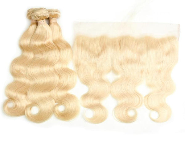 3 Brazilian Body Wave Blonde #613 Bundles with 13x4 Lace Frontal - Exotic Hair Shop