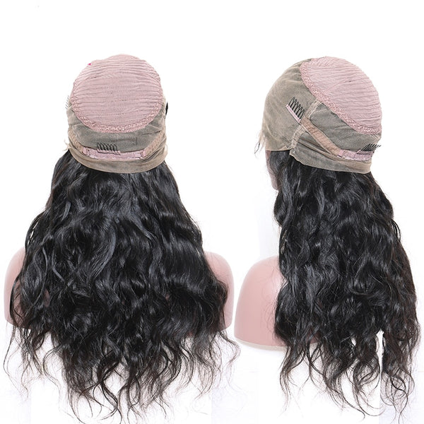 Brazilian Body Wave 360 Lace Frontal Wig with Bangs and Lightly Bleached Knots - Exotic Hair Shop