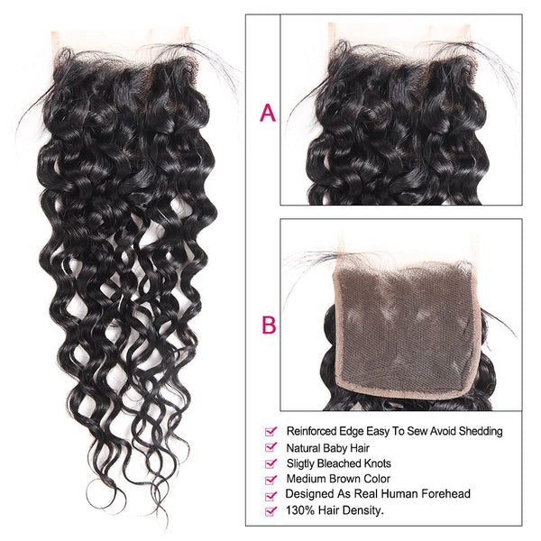 Indian Water Wave 4"x4" Lace Closure - Exotic Hair Shop