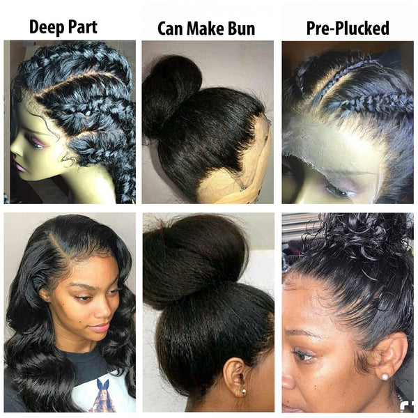 Brazilian Body Wave 360 Lace Frontal Wig with Bangs and Lightly Bleached Knots - Exotic Hair Shop