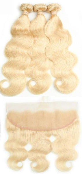 3 Brazilian Body Wave Blonde #613 Bundles with 13x4 Lace Frontal - Exotic Hair Shop